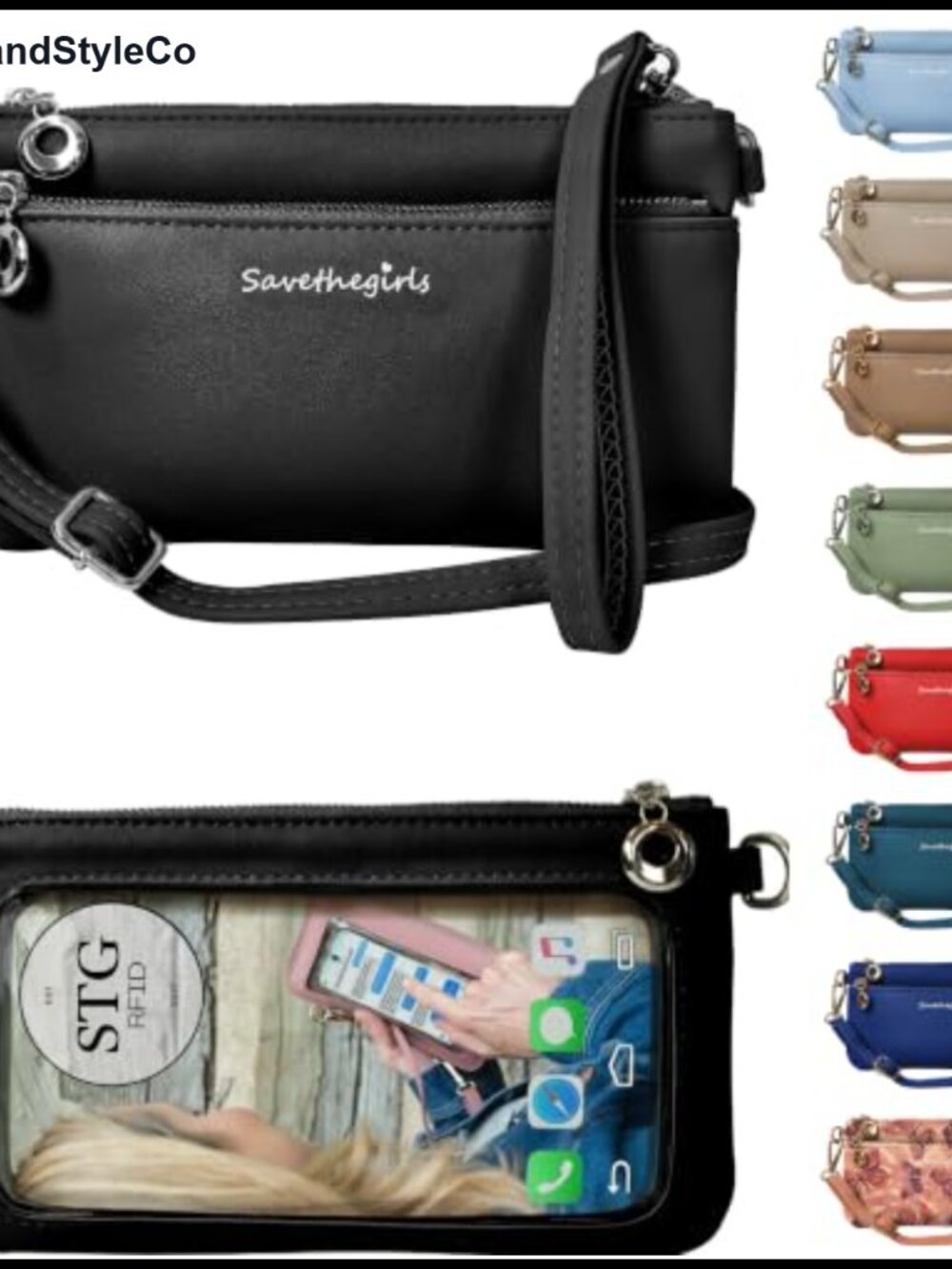 Women's Touch Screen Crossbody Bag Sling Purse Faux Leather Cell Phone Wristlet